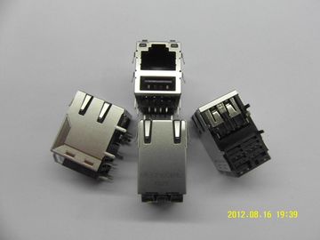 Kinerja Tinggi Stacked konektor RJ45 USB combo, 1000Mb, dengan LED