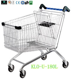 Portable Metal Chrome Disepuh Disabled Shopping Trolley Untuk Hypermarket 180 Liter